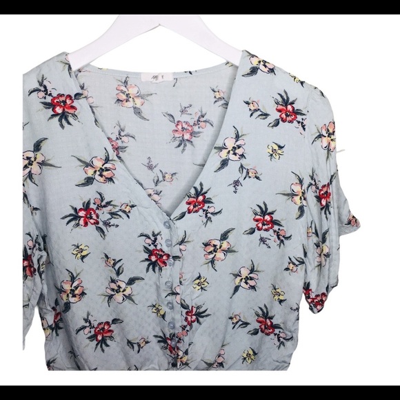 ARDENE Boho Woven Button Down Crop Blouse With Tie Front Mint Green Size Small - Picture 7 of 10